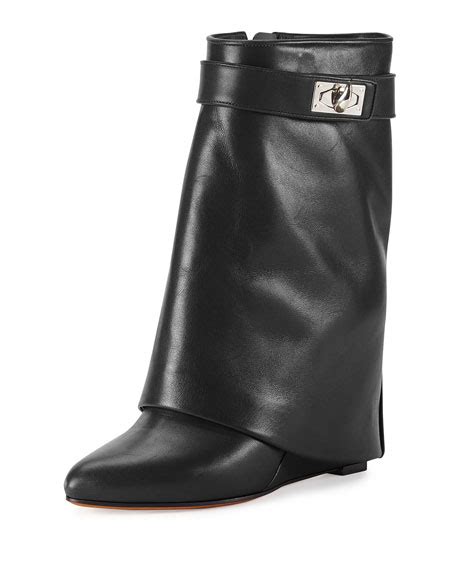 givenchy calfskin shark lock fold over bootie|Givenchy shark lock boots.